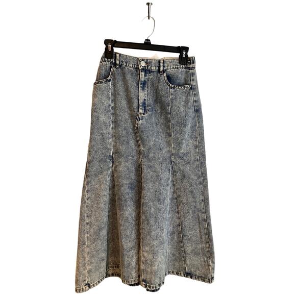 Hyfve Dresses & Skirts - New Pleated Maxi Acid Washed Denim Skirt - Women’s Size L - INTERMIX